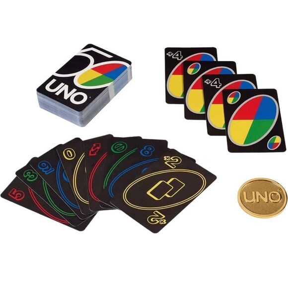 UNO 50th Anniversary Edition Card Game Featuring Commemorative Coin & Ca… - Picture 6 of 12